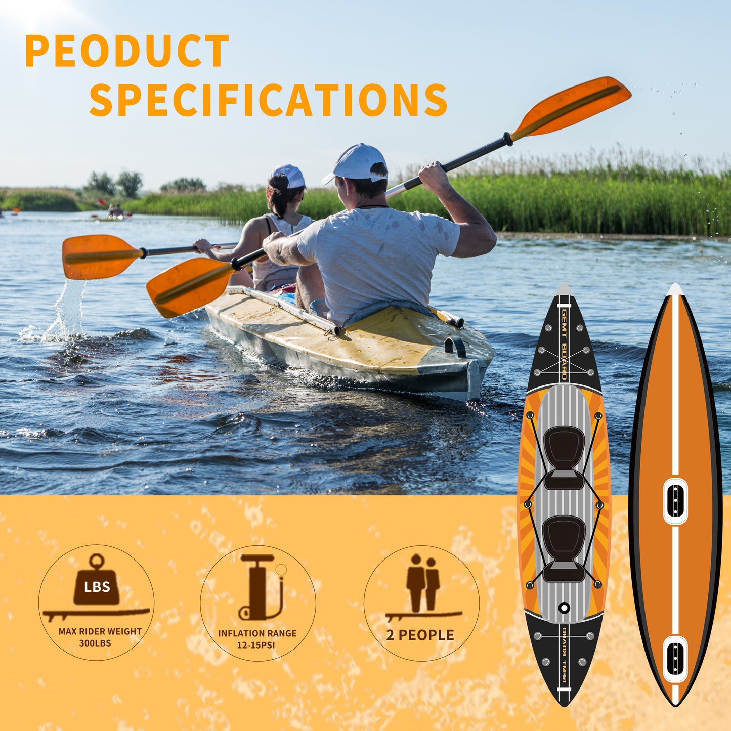 TANDEM-1 Air Canoe Inflatable PVC Boat Wholesale 1 Person Double Chamber Inflatable Drop Needle Kayak